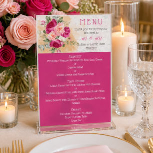 Menu de Casamento de Abertura de Cor Rosa Quente