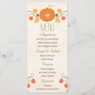 Menu de Casamento de Abóbora de Queda