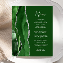 Menu de Casamento de Agata de Prata Verde do Caçad