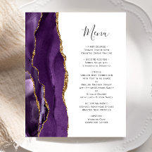 Menu de Casamento de Agata Dourada Roxo do Orçamen