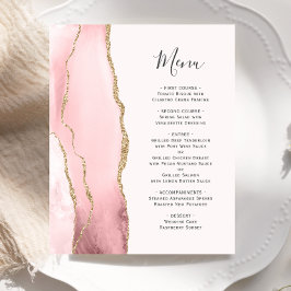 Menu de Casamento de Agatas Douradas Rosa-Blush de