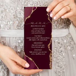 Menu de Casamento de Agato Dourado e Borgonha