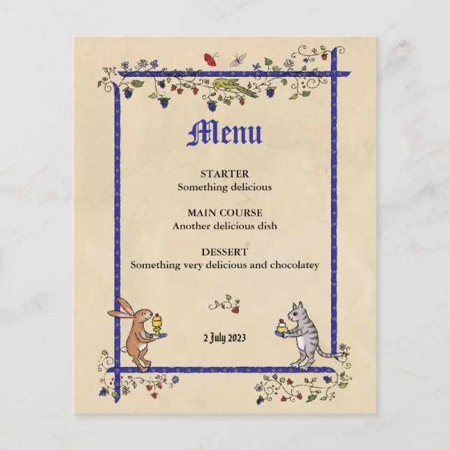 menu de casamento de animais medievais (Frente)