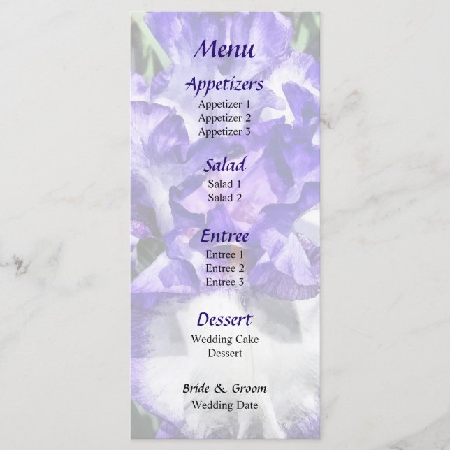Menu de Casamento de Aproximação Iris (Frente)