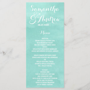 Menu de casamento de aqua verde moderno