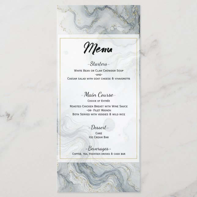 Menu de Casamento de Aquarela da Praia Dourada da  (Frente)