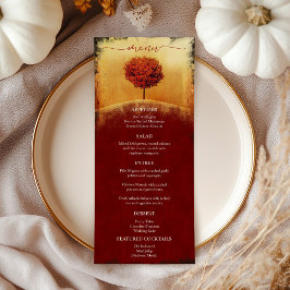 Menu de Casamento de Árvore de Queda Elegante
