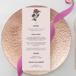 Menu de Casamento de Aster Roxo Minimalista