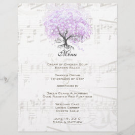 Menu de Casamento de Aves da Árvore de Lavanda Fol