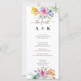 Menu de Casamento de Blooms Amarelos Cor-de-Rosa