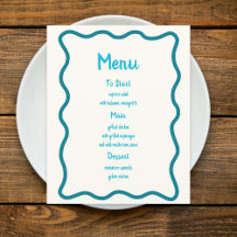 Menu de Casamento de Borda ondulada branca com man