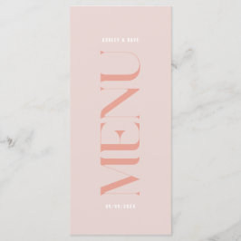Menu de Casamento de Borda Rosa Simples Moderno