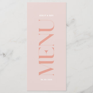 Menu de Casamento de Borda Rosa Simples Moderno