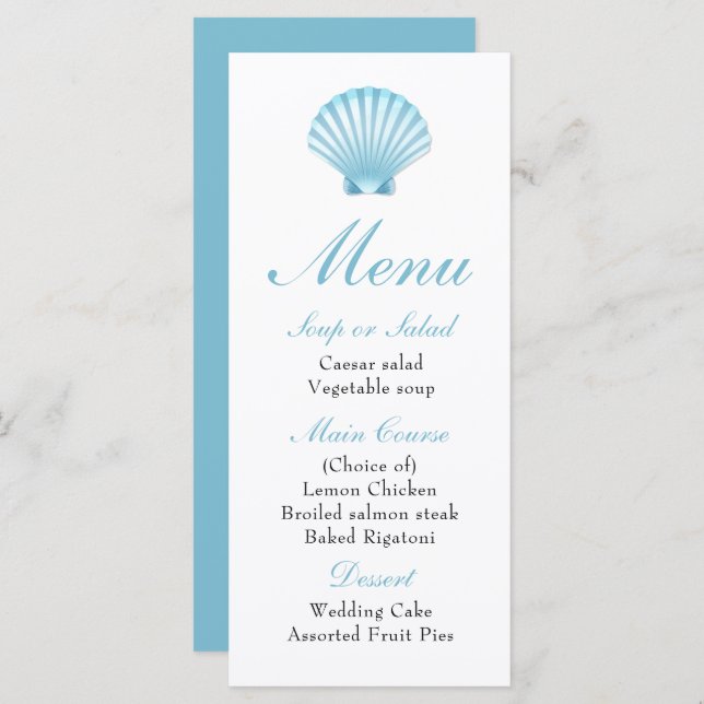 Menu de Casamento de Caça Náutica Azul Elegante Be (Frente/Verso)