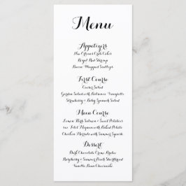 Menu de Casamento de Caligrafia com Letra Mão