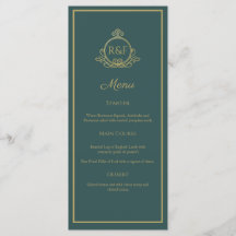 Menu de Casamento de Caligrafia Elegante Verde