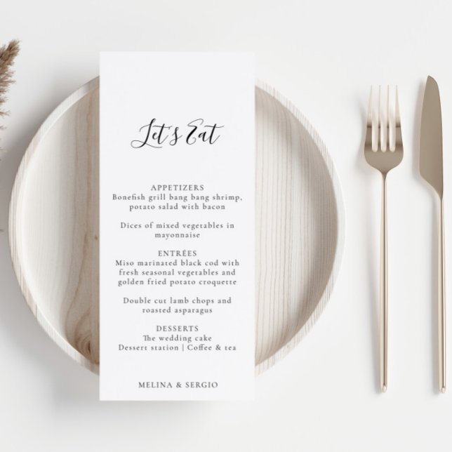Menu de Casamento de Caligrafia Minimalista (Criador carregado)