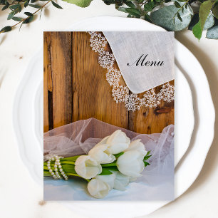 Menu de Casamento de Casamento de Tulipas Brancas