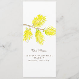 Menu de casamento de catkins amarelo