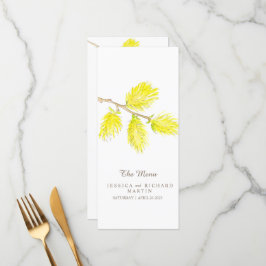 Menu de casamento de catkins amarelo