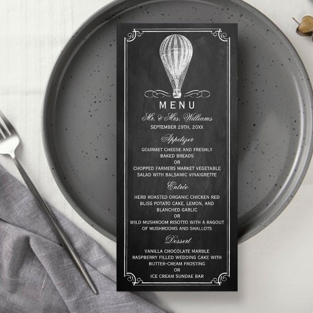 Menu de Casamento de Chalkboard com Balão de Ar Qu (Criador carregado)