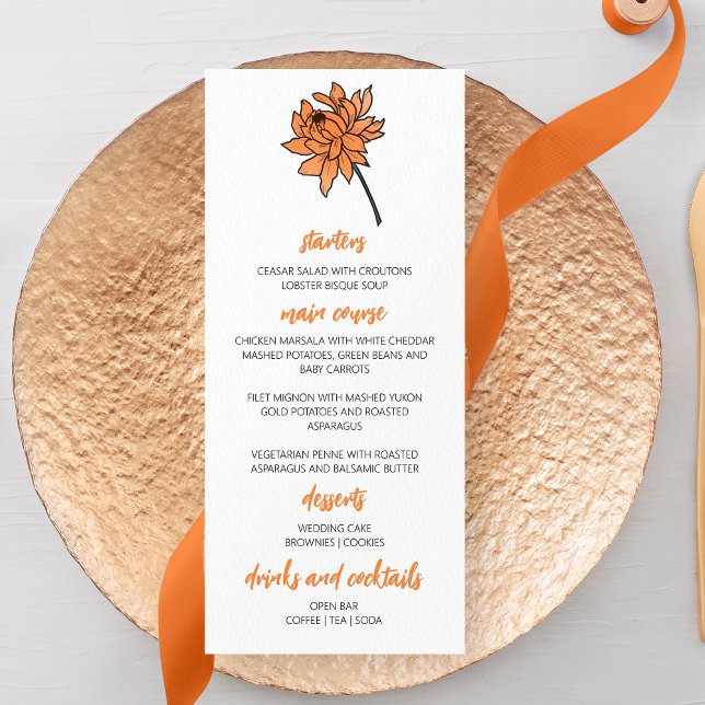 Menu de Casamento de Chrysanthemum Minimalista (Criador carregado)