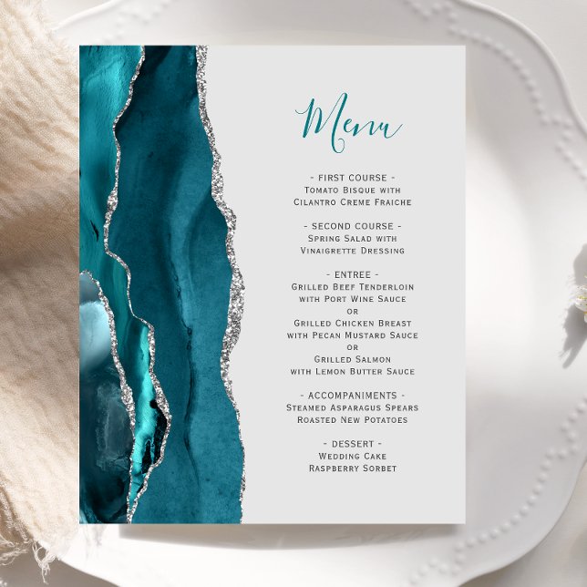 Menu de Casamento de Cinzas de Agata de Teal Silve (Criador carregado)