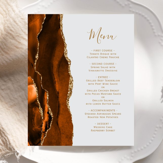 Menu de Casamento de Cinzas de Agata Laranja Doura (Criador carregado)