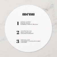 Menu de Casamento de Círculos Redondos Mínimos Mod