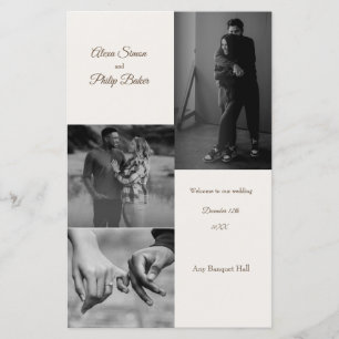 Menu de Casamento de Colagem de Fotos Moderna