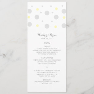 Menu de Casamento de Confetti Amarelo da cinza