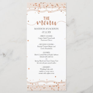 Menu de Casamento de Confetti Dourado e Faixa de A