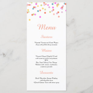 Menu de Casamento de Confetti Festivo Moderno