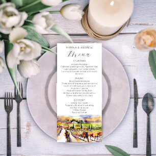 Menu de casamento de cor d'água da vinha do Vale d