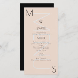 Menu de Casamento de Coração Monograma