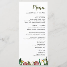 Menu de Casamento de Cores Aquáticas com Verde Tro