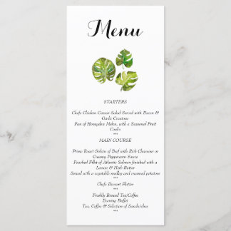 Menu de casamento de Cores Aquáticas Tropicais