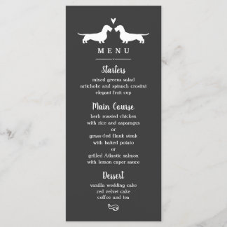 Menu de Casamento de Dachshund Silhouettes com Cab