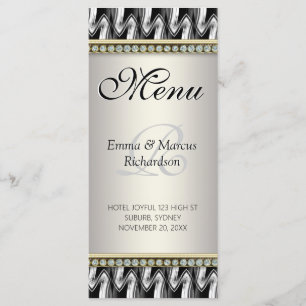 Menu de Casamento de Decoração do Padrão Branco