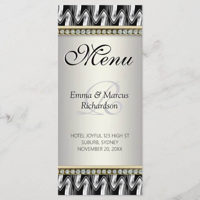 Menu de Casamento de Decoração do Padrão Branco Ne (Frente)
