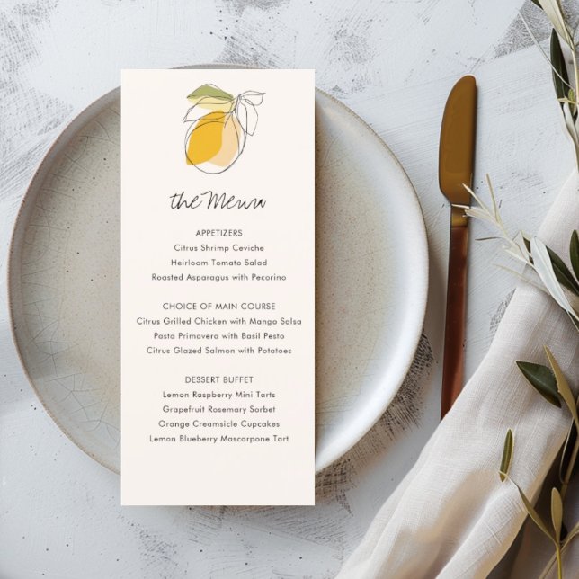 Menu de Casamento de Desenho de Linha Moderna de C (Criador carregado)