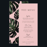 Menu de Casamento de Destino de Rosa de Verde Trop<br><div class="desc">Este cardápio de casamento de rosa emerald que inclui o padrão das folhas de monstera fará uma adição de excelente ao seu decor de casamento tropical, destino ou praia. Todo texto é editável, basta clicar em 'Personalizar este modelo'. Também estão disponíveis itens correspondentes, incluindo a suíte de Convite de Casamento....</div>