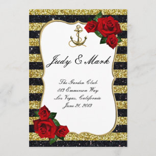 Menu de Casamento de Douradas faixas de cor náutic