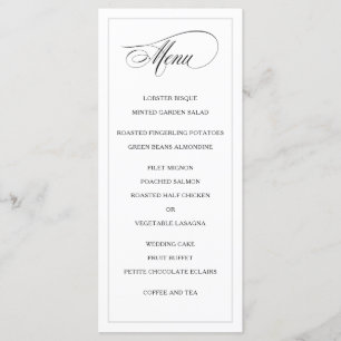 Menu de Casamento de Elegância Simples Clássico