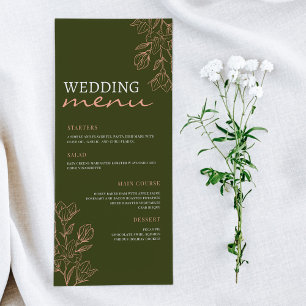 Menu de Casamento de Elegância Simples Verde Flor