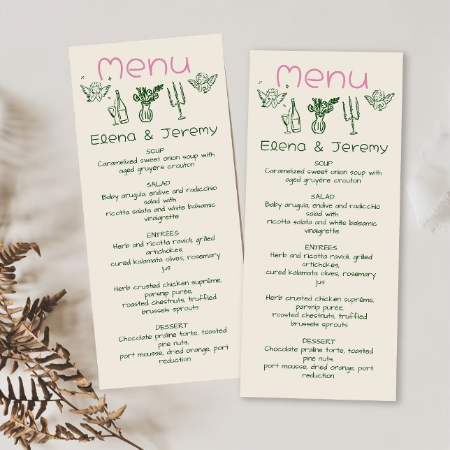 Menu de Casamento de Escritura de Desenho Escrito  (Criador carregado)