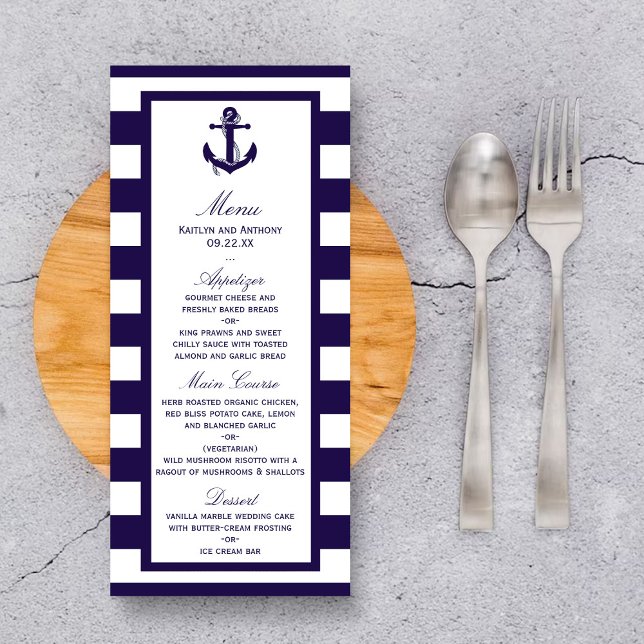 Menu de Casamento de Faixa de Marinho de Âncora Ná (Criador carregado)