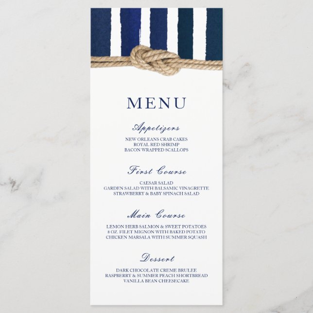 Menu de Casamento de faixas de Marinho de Nó Náuti (Frente)