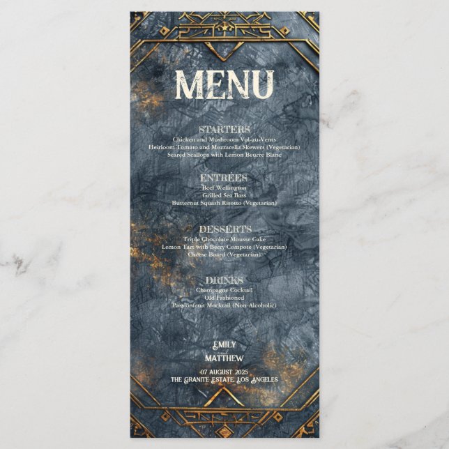 Menu de Casamento de Fantasia de Esplendor Anão (Frente)