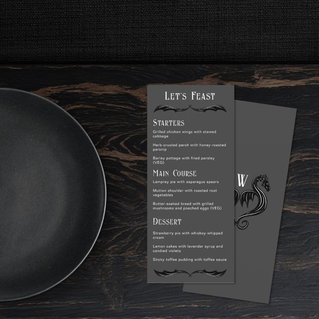 Menu de Casamento de Fantasia do Dragão Negro Cinz (Criador carregado)